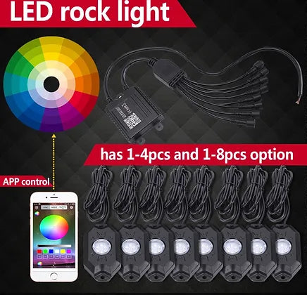 Hi-Bright 8-pod RGB Led Rock Light (6 LED chips each light)