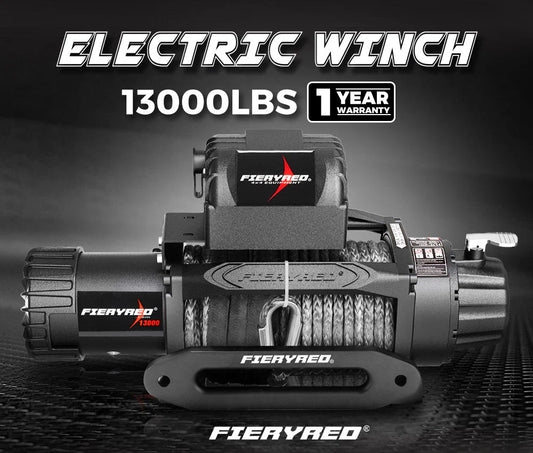 Fieryred 12V 13000LBS(5896KG) Electric Winch Synthetic Rope