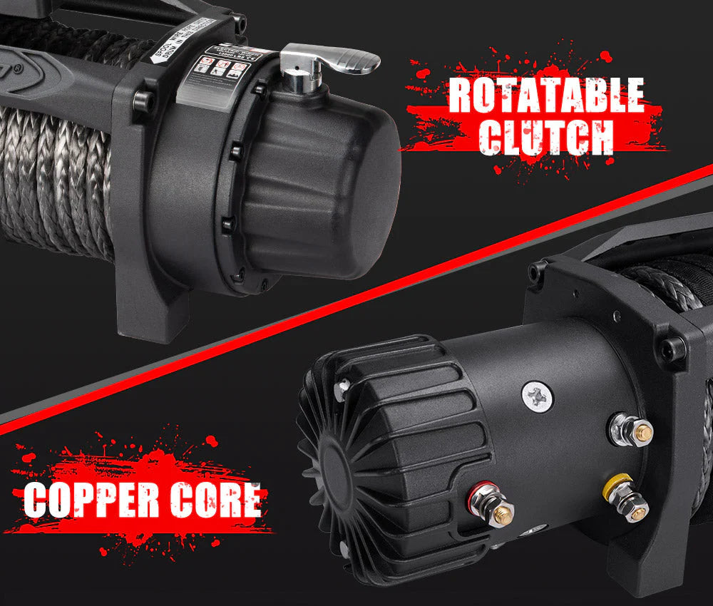 Fieryred 12V 13000LBS(5896KG) Electric Winch Synthetic Rope