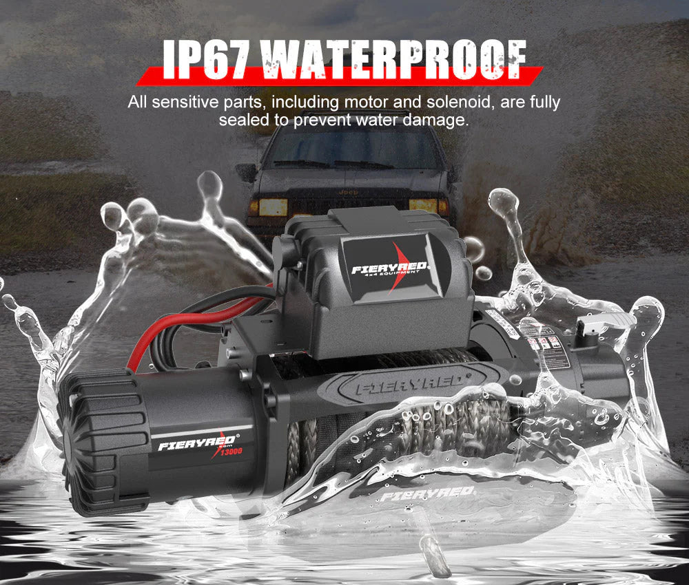 Fieryred 12V 13000LBS(5896KG) Electric Winch Synthetic Rope