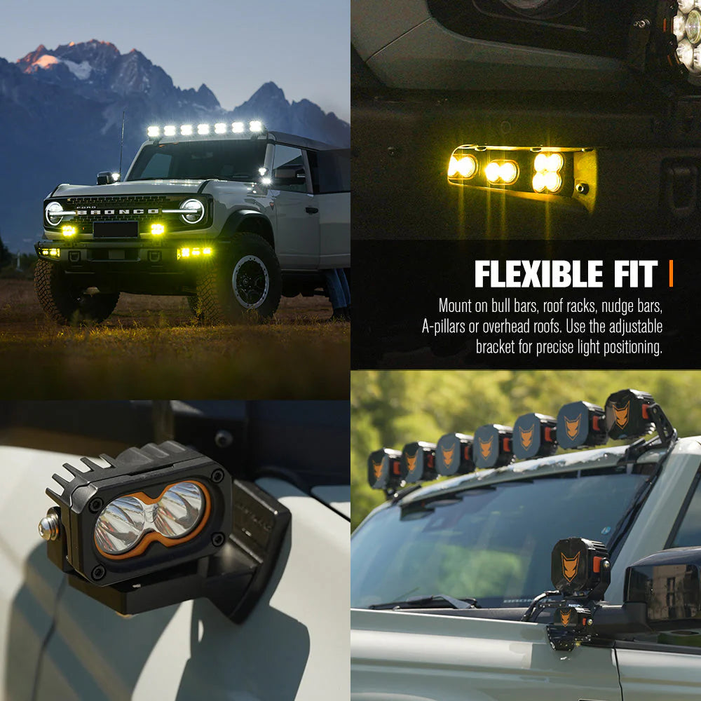 LIGHTFOX Pair 3inch Cygnus-2 Osram LED Pod Lights 1Lux@280m 2,026LM