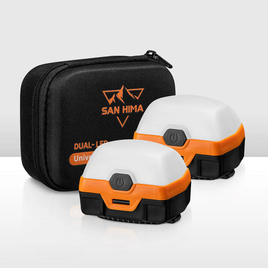 San Hima 2x Camp Light Dual Colour LED Lantern With Inbuilt Lithium Battery