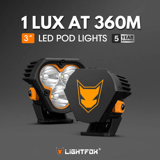 LIGHTFOX Pair 3inch Cygnus-3 Osram LED Pod Lights 1Lux@360m 3,236LM