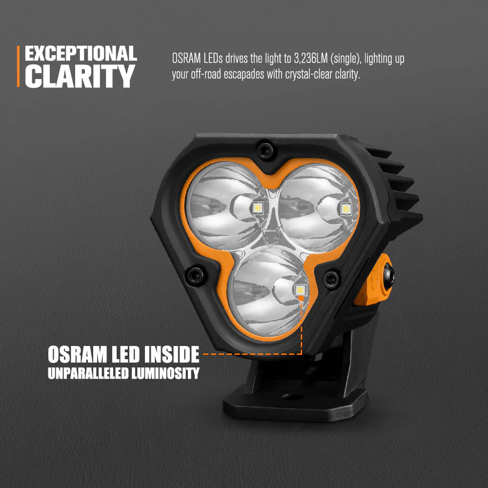 LIGHTFOX Pair 3inch Cygnus-3 Osram LED Pod Lights 1Lux@360m 3,236LM
