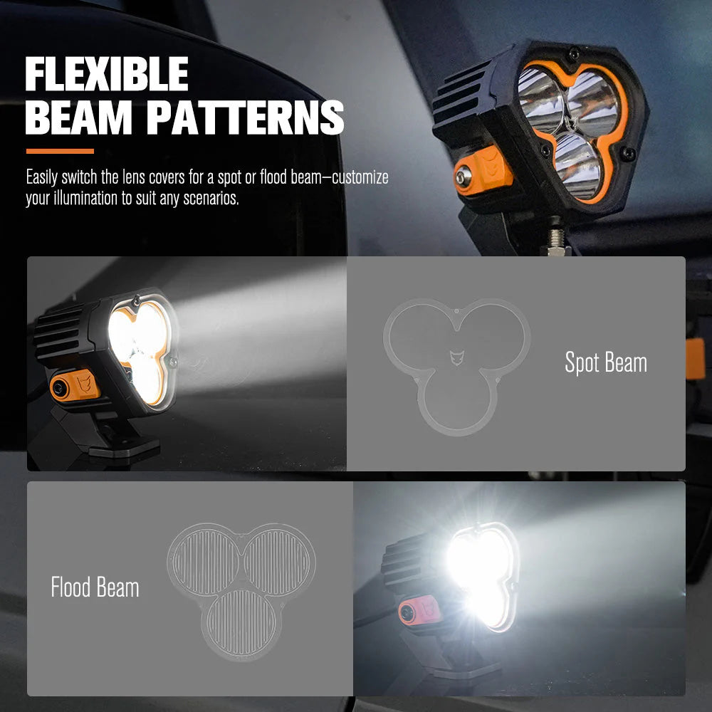 LIGHTFOX Pair 3inch Cygnus-3 Osram LED Pod Lights 1Lux@360m 3,236LM