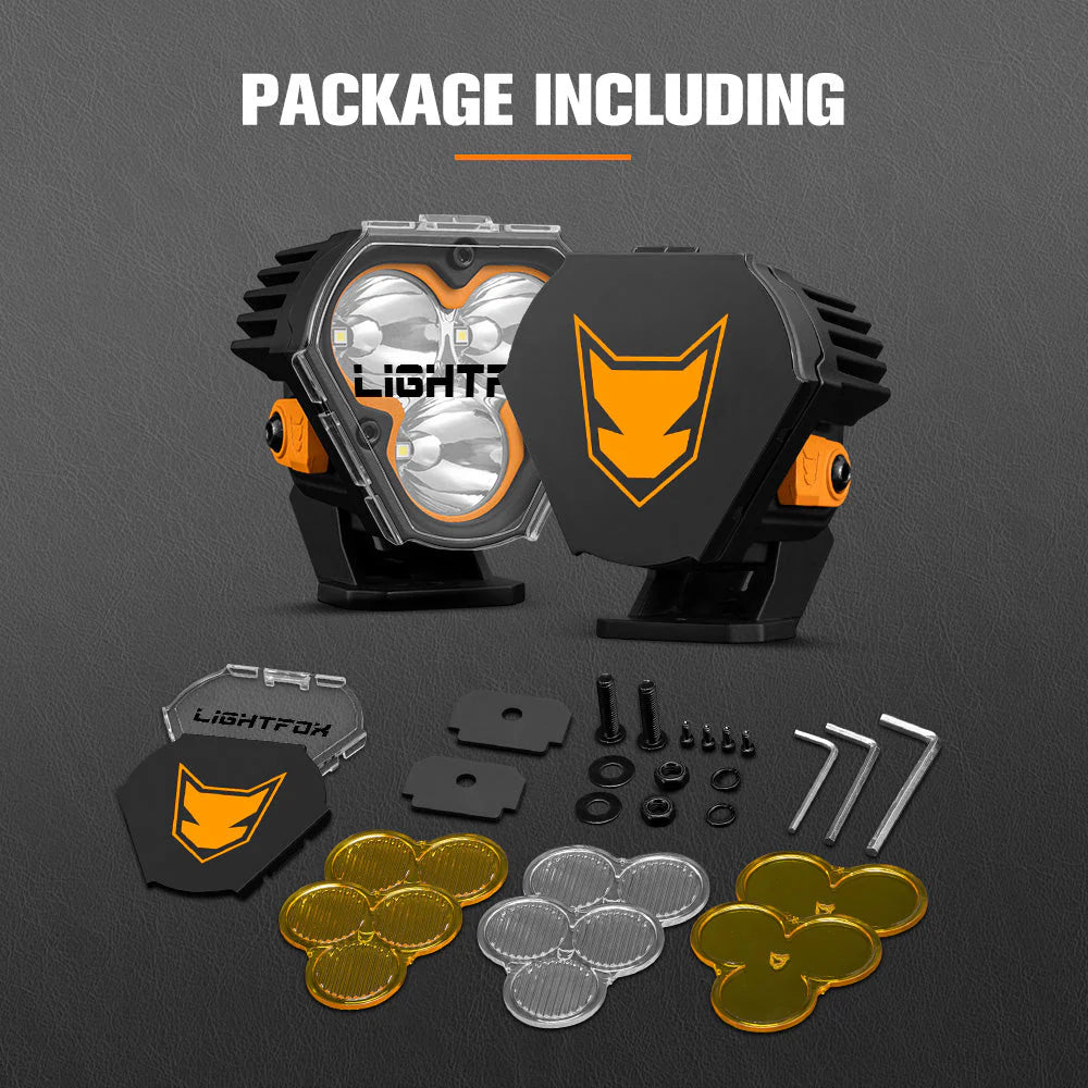 LIGHTFOX Pair 3inch Cygnus-3 Osram LED Pod Lights 1Lux@360m 3,236LM