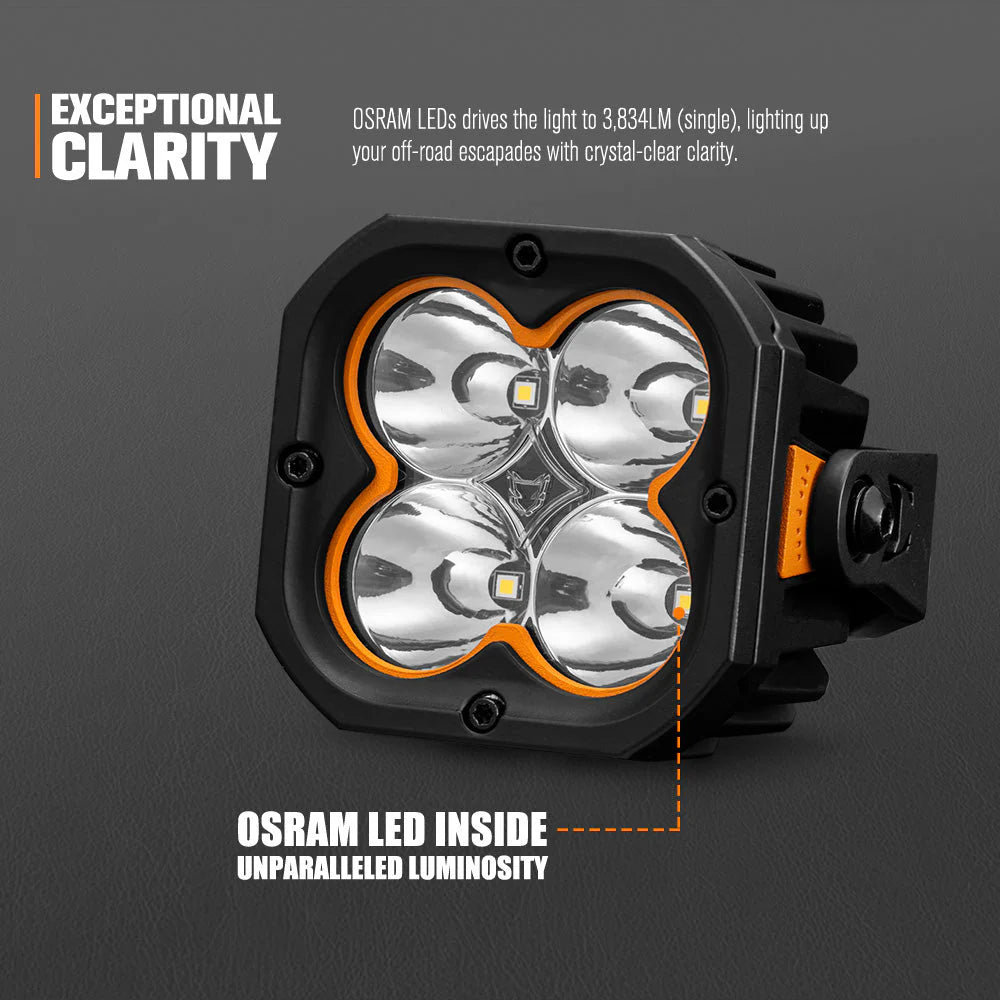 LIGHTFOX Pair 3inch Cygnus-4 Osram LED Pod Lights 1Lux@380m 3,834LM