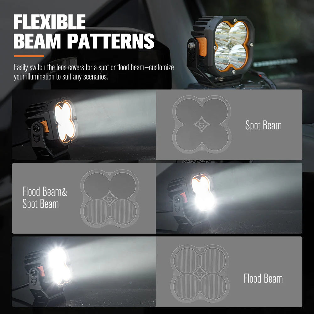 LIGHTFOX Pair 3inch Cygnus-4 Osram LED Pod Lights 1Lux@380m 3,834LM