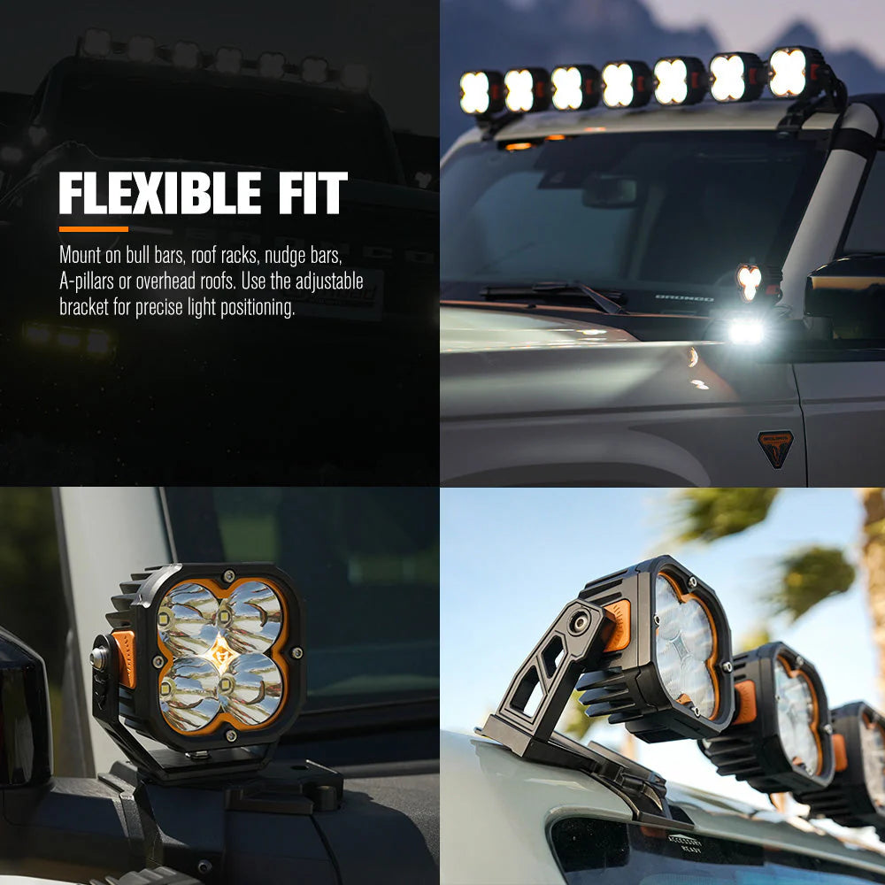 LIGHTFOX Pair 3inch Cygnus-4 Osram LED Pod Lights 1Lux@380m 3,834LM