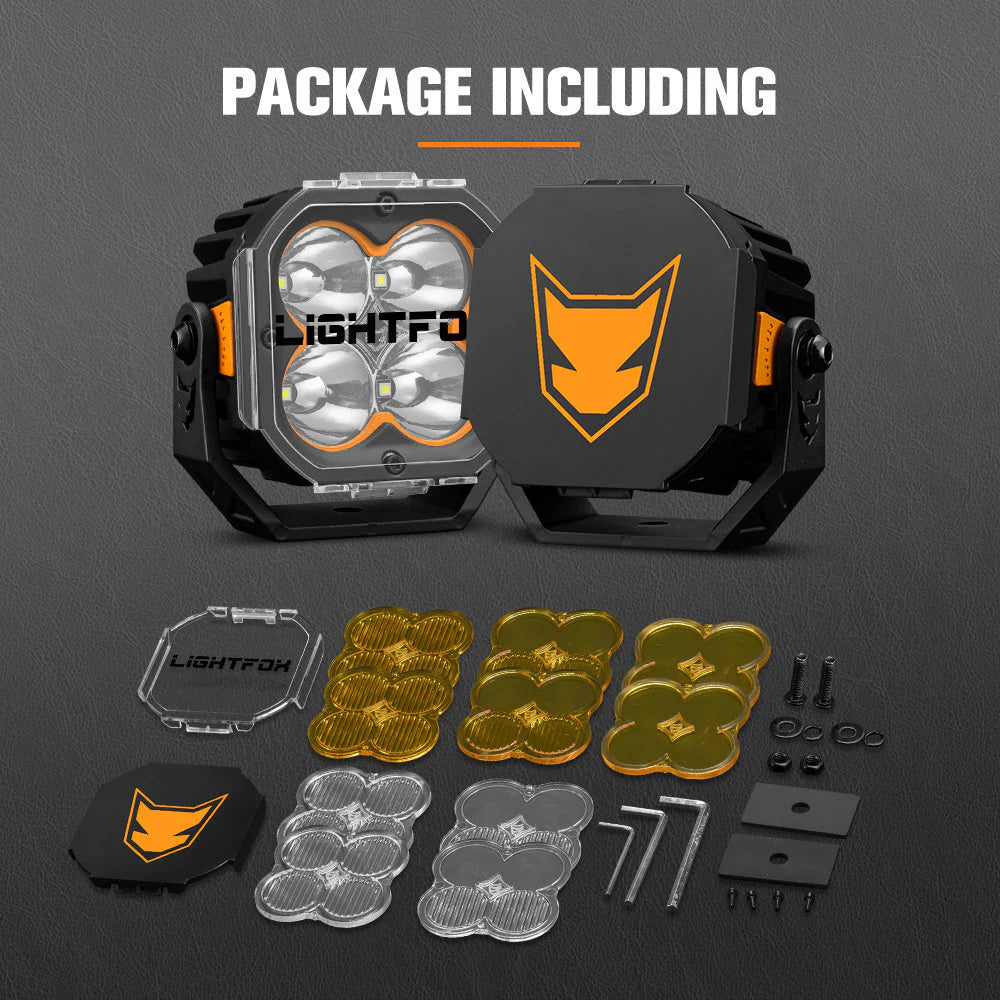 LIGHTFOX Pair 3inch Cygnus-4 Osram LED Pod Lights 1Lux@380m 3,834LM
