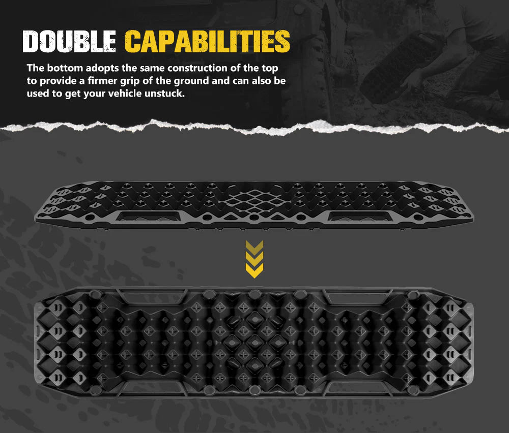 Pair 10T Recovery Tracks Sand Track With Jack Base Sand Snow Mud Trax 4WD Black