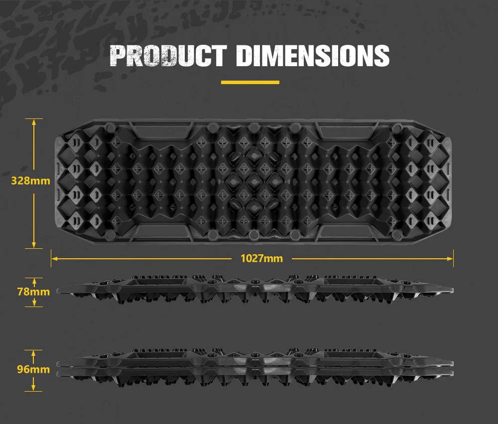 Pair 10T Recovery Tracks Sand Track With Jack Base Sand Snow Mud Trax 4WD Black