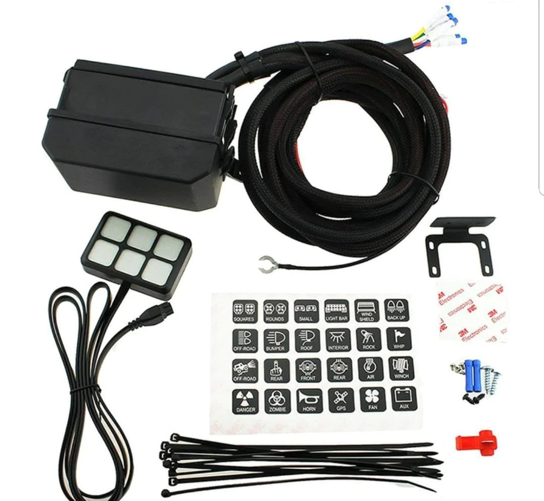 12Volt 6 Gang button switch panel with relay control box