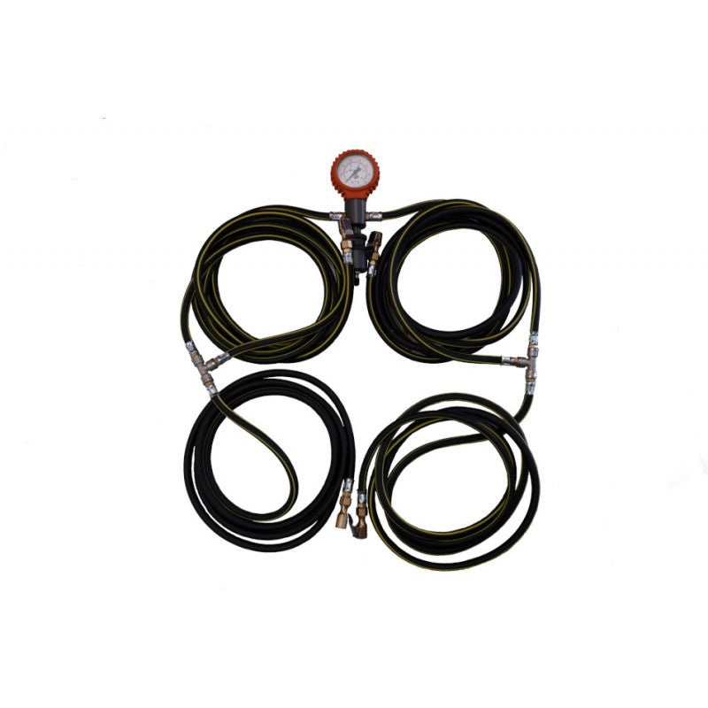 Indeflate 4 tyre hose with gauge